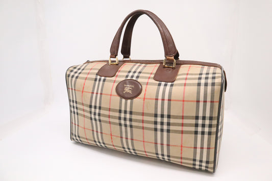 Burberry Duffle Bag in Brown Checked Canvas