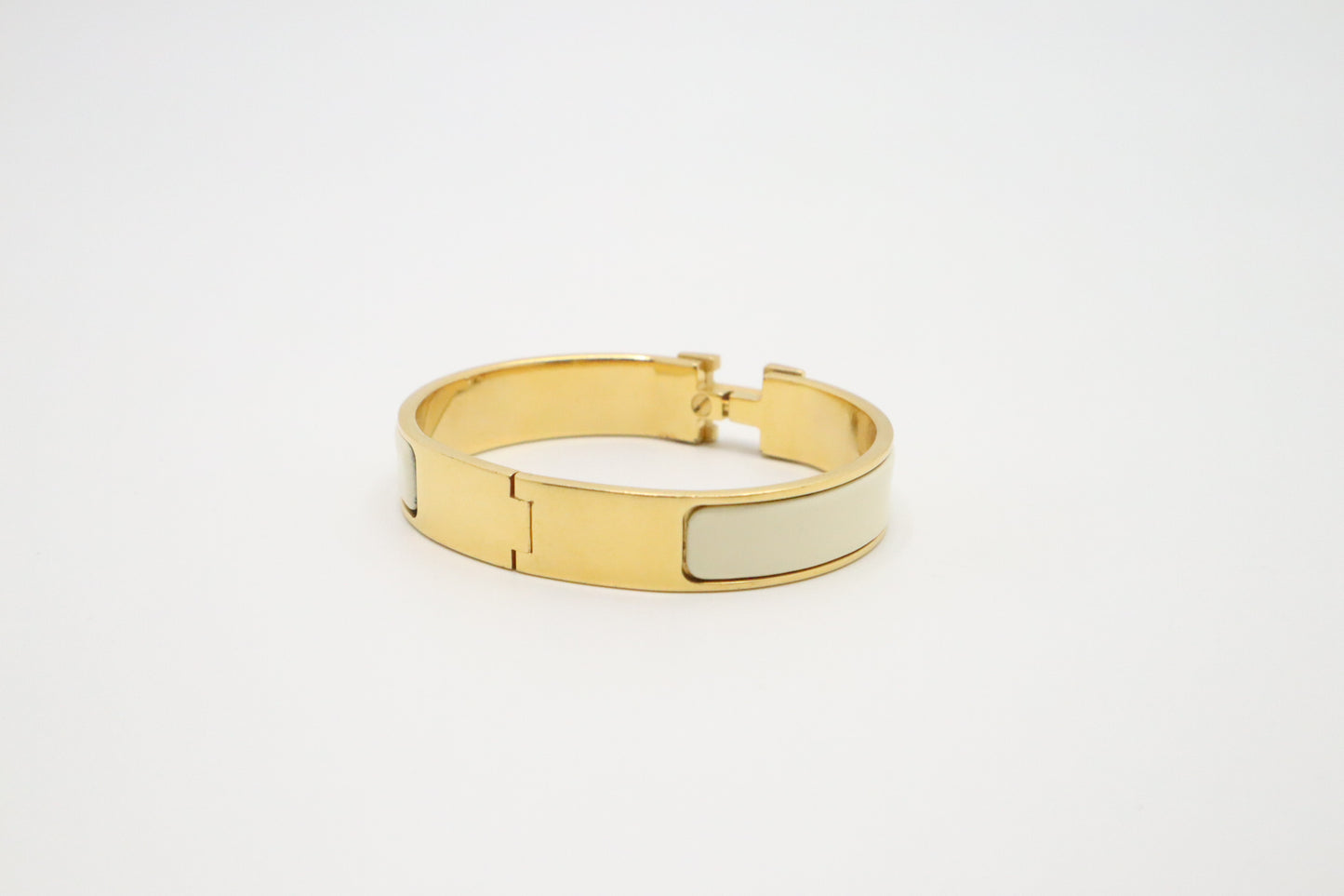 Hermes Clic H White Enamel Bracelet