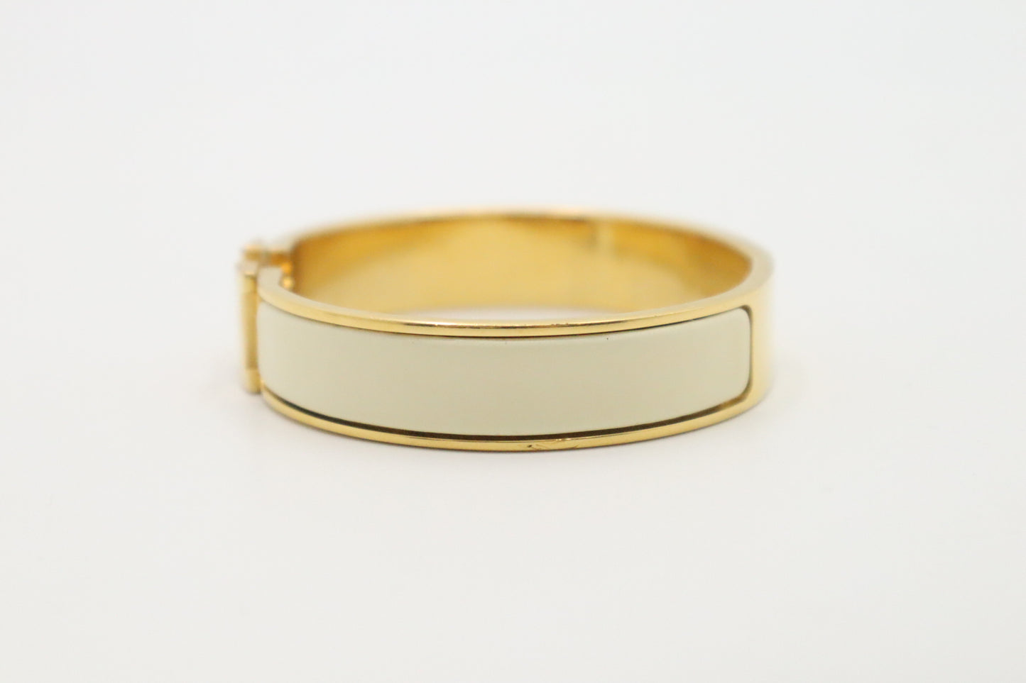 Hermes Clic H White Enamel Bracelet