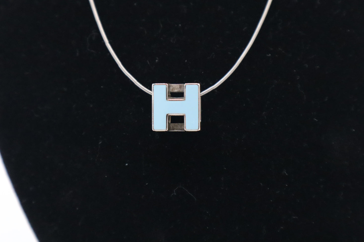 Hermes H Cube Necklace in Light Blue