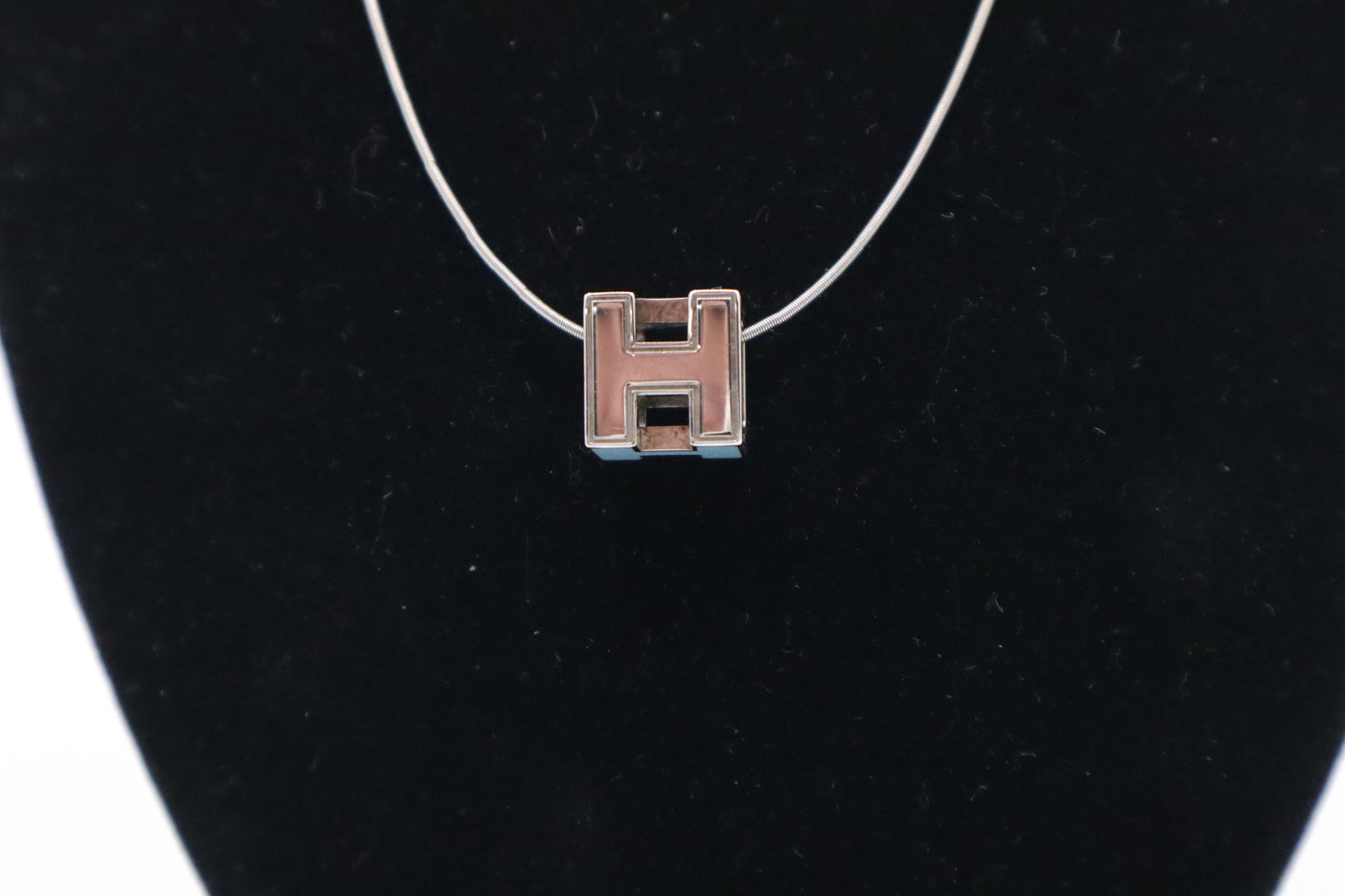 Hermes H Cube Necklace in Light Blue