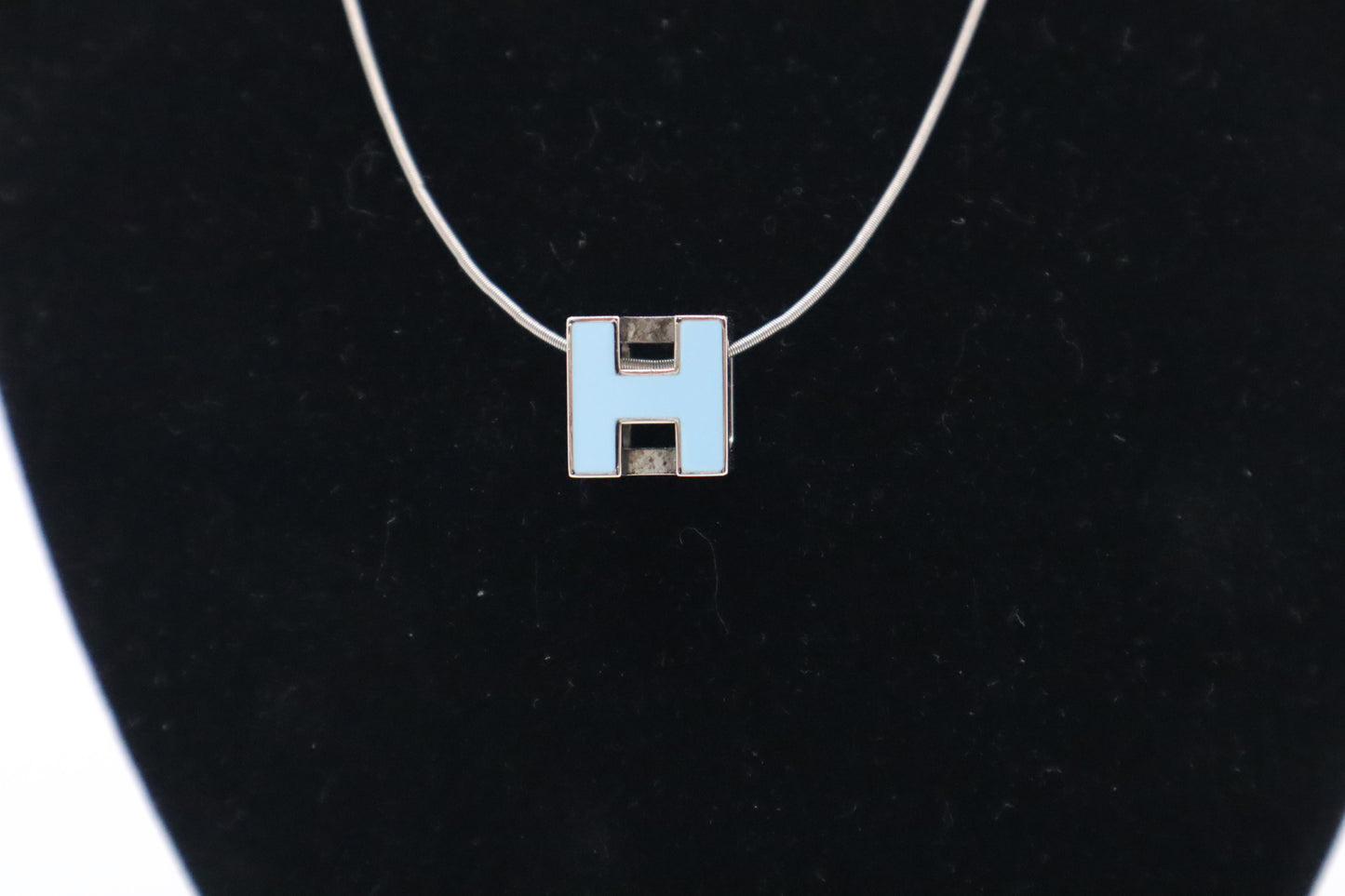 Hermes H Cube Necklace in Light Blue