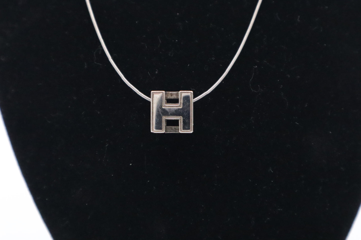 Hermes H Cube Necklace in Light Blue