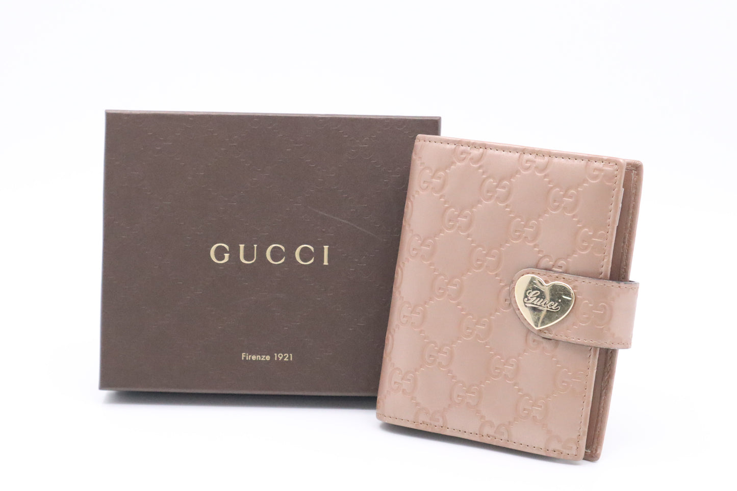 Gucci Heart Agenda in GG Metalic Pink Leather