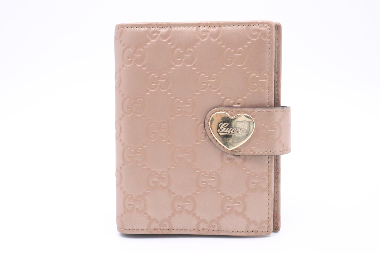 Gucci Heart Agenda in GG Metalic Pink Leather