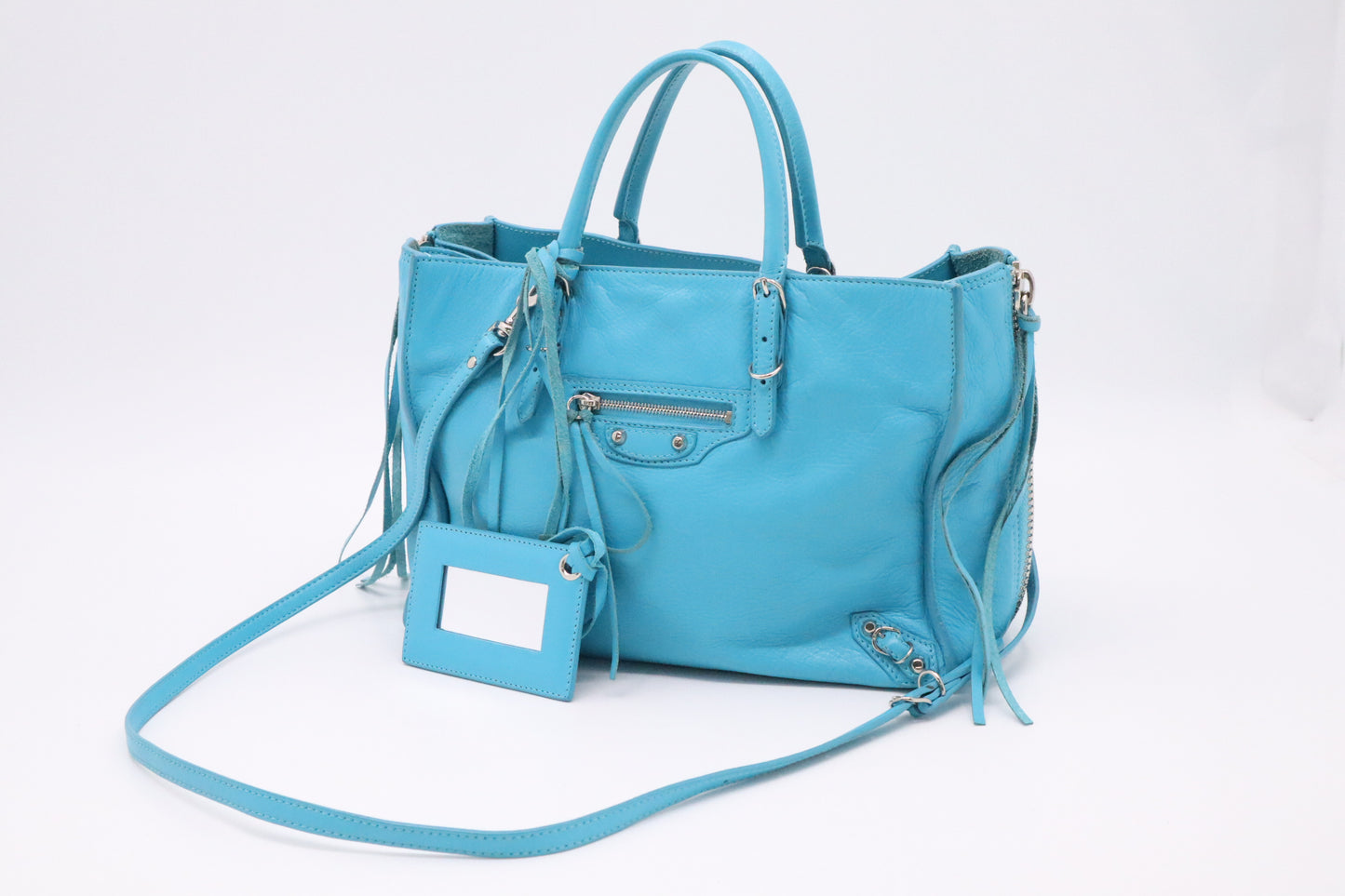 Balenciaga Papier Handbag in Blue Leather