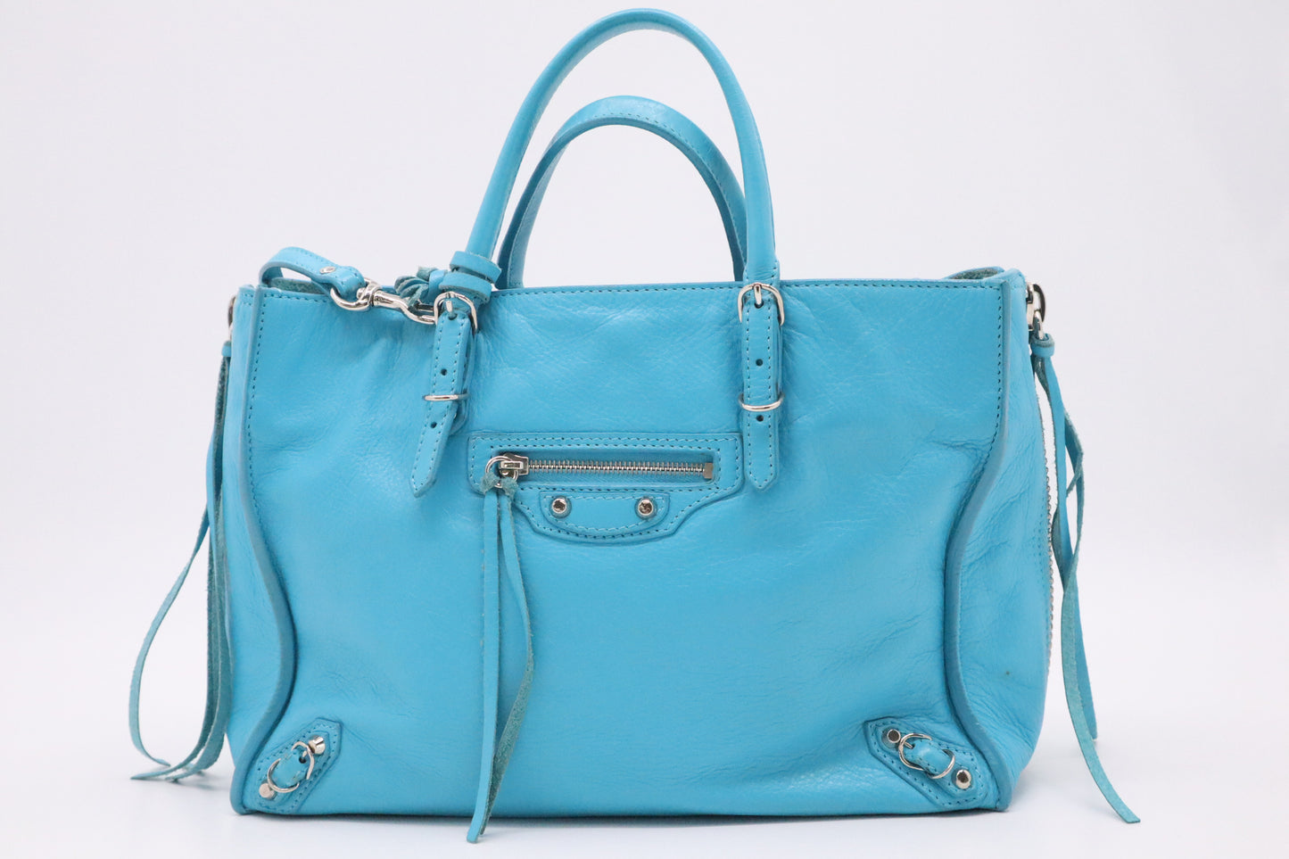 Balenciaga Papier Handbag in Blue Leather